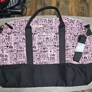 NWT Victoria's Secret Pink and Black Travel Bag with Graphic Design